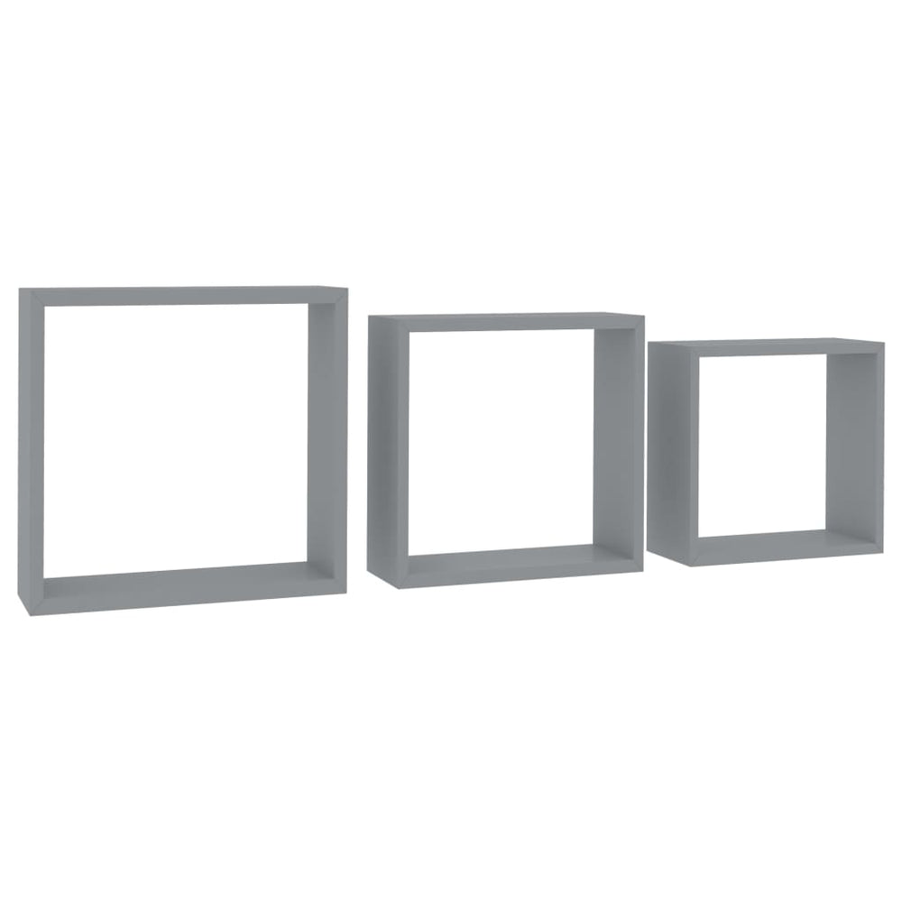 Wandschappen kubus 3 st MDF grijs MeubelReus