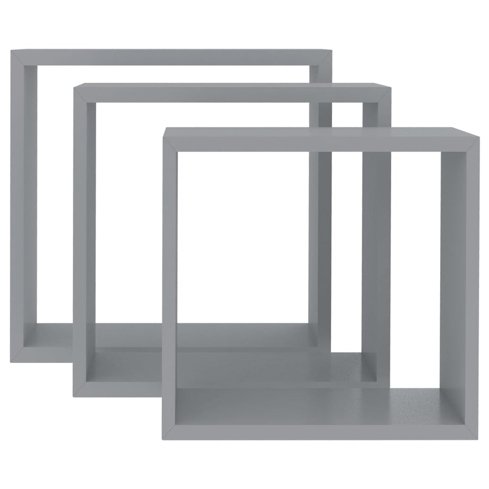 Wandschappen kubus 3 st MDF grijs MeubelReus