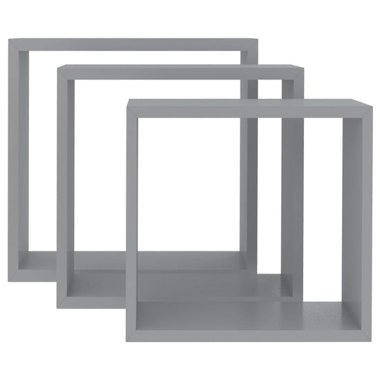Wandschappen kubus 3 st MDF grijs MeubelReus