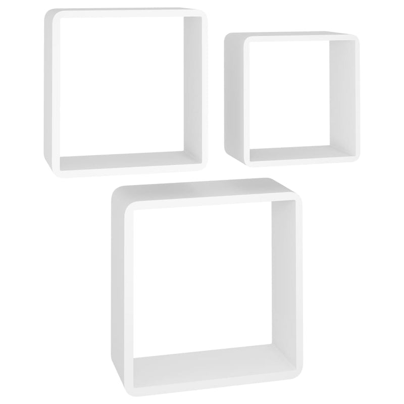 Wandschappen kubus 3 st MDF wit MeubelReus