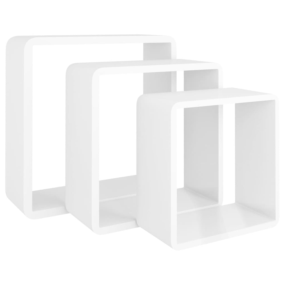 Wandschappen kubus 3 st MDF wit MeubelReus
