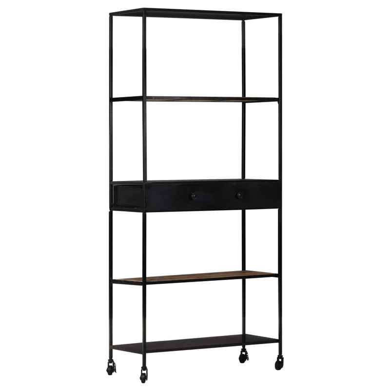 Boekenkast 80x35x180 cm ruw mangohout en ijzer MeubelReus