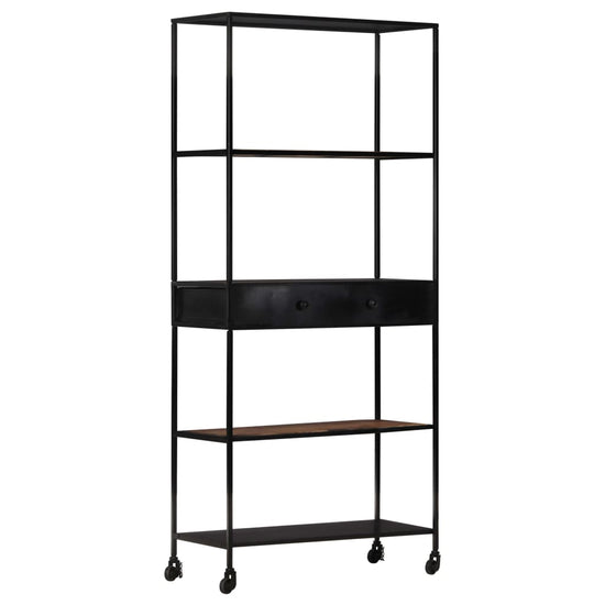 Boekenkast 80x35x180 cm ruw mangohout en ijzer MeubelReus