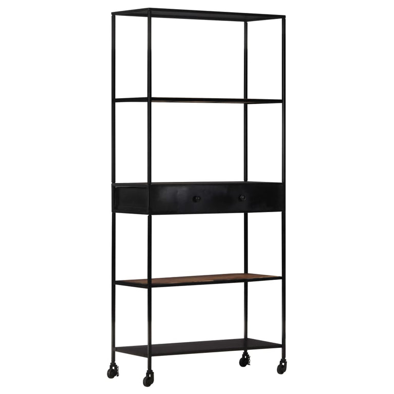 Boekenkast 80x35x180 cm ruw mangohout en ijzer MeubelReus