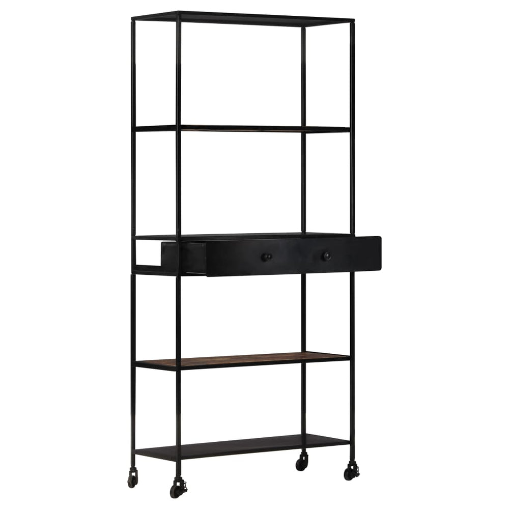 Boekenkast 80x35x180 cm ruw mangohout en ijzer MeubelReus