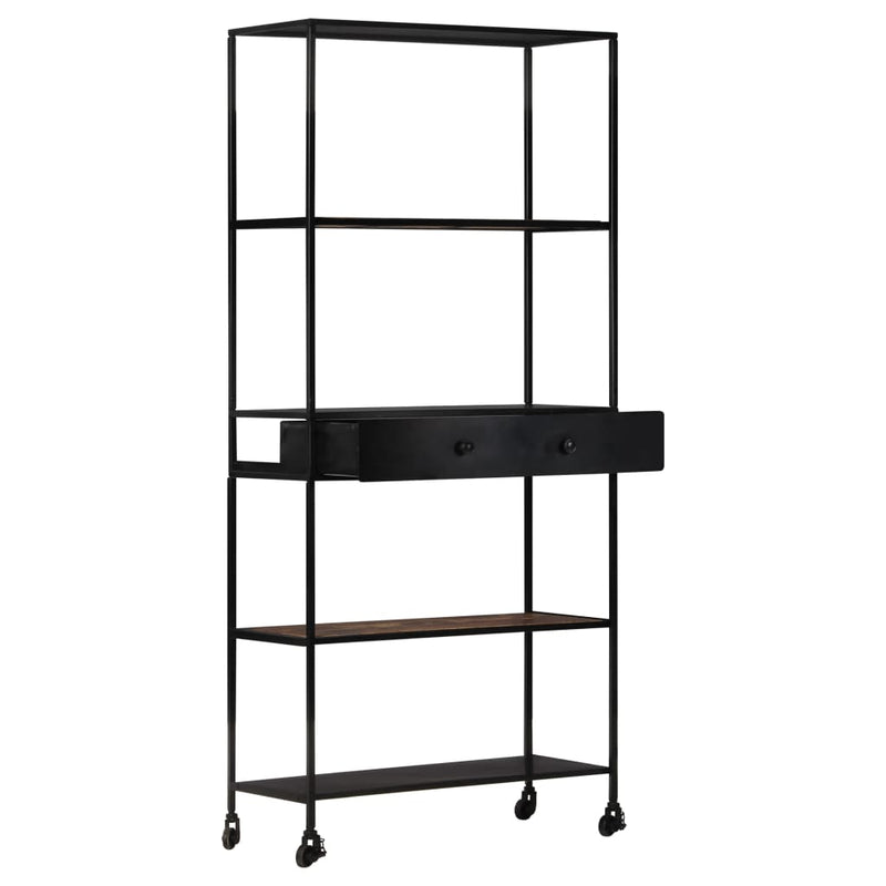 Boekenkast 80x35x180 cm ruw mangohout en ijzer MeubelReus