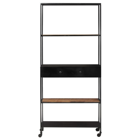Boekenkast 80x35x180 cm ruw mangohout en ijzer MeubelReus