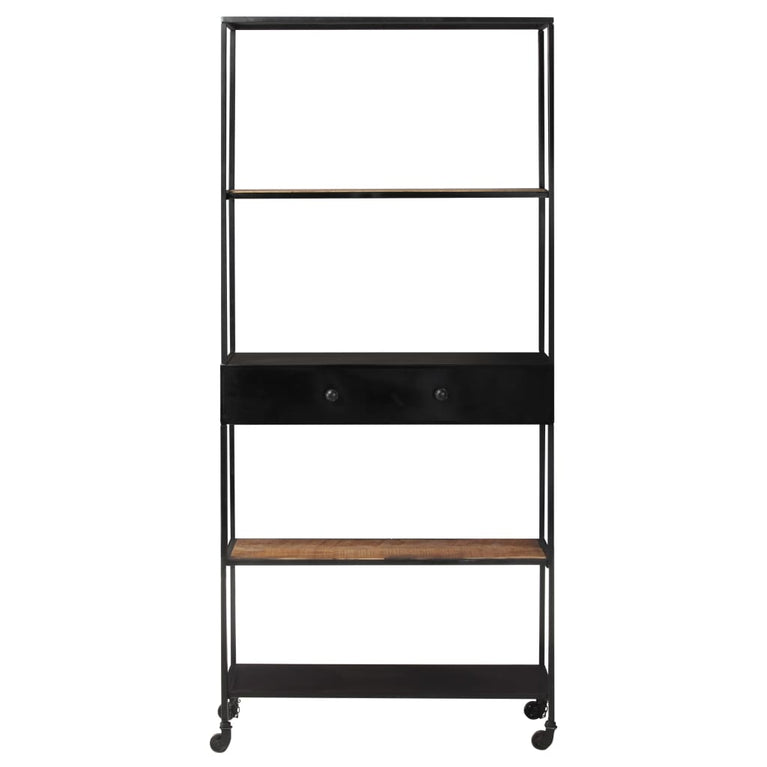 Boekenkast 80x35x180 cm ruw mangohout en ijzer MeubelReus