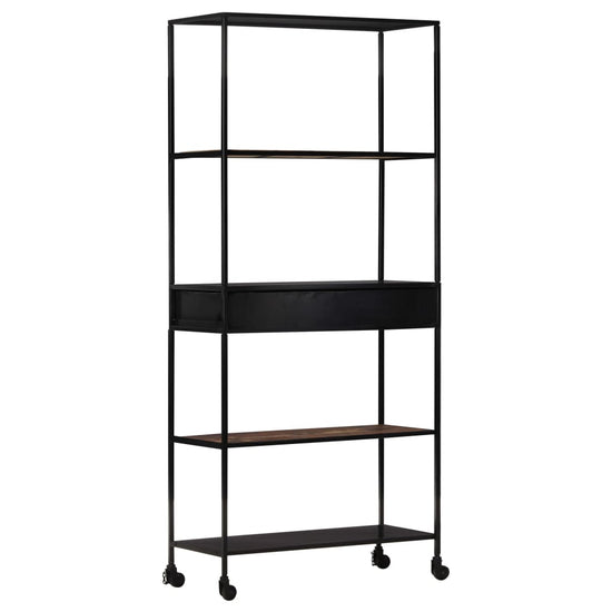 Boekenkast 80x35x180 cm ruw mangohout en ijzer MeubelReus