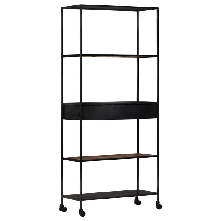 Boekenkast 80x35x180 cm ruw mangohout en ijzer MeubelReus