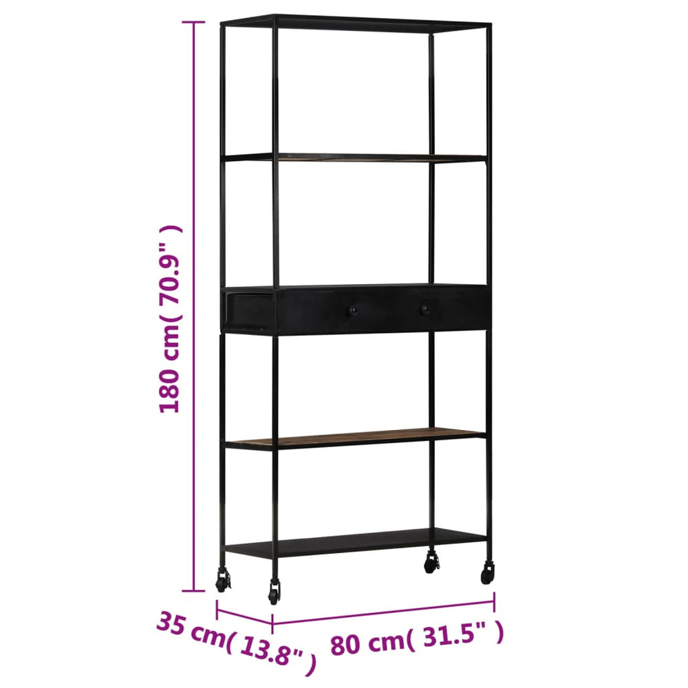 Boekenkast 80x35x180 cm ruw mangohout en ijzer MeubelReus