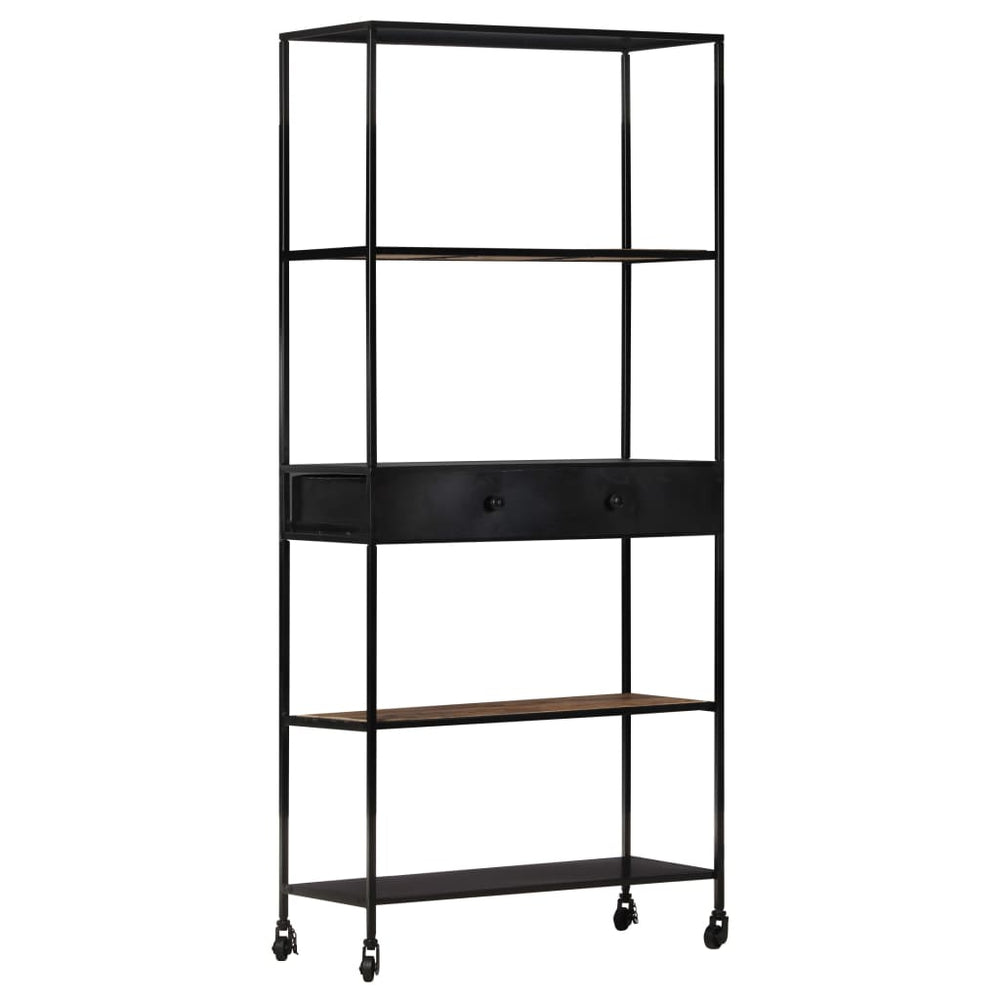 Boekenkast 80x35x180 cm ruw mangohout en ijzer MeubelReus
