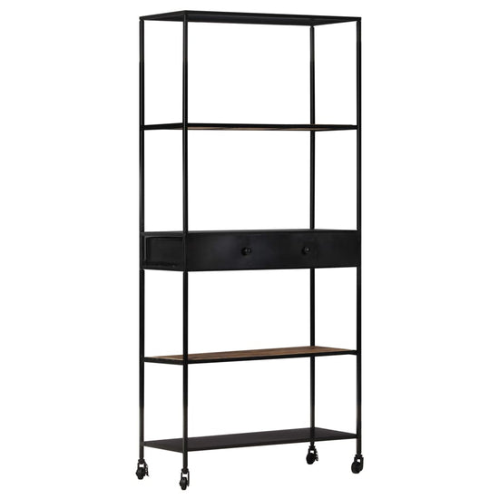 Boekenkast 80x35x180 cm ruw mangohout en ijzer MeubelReus