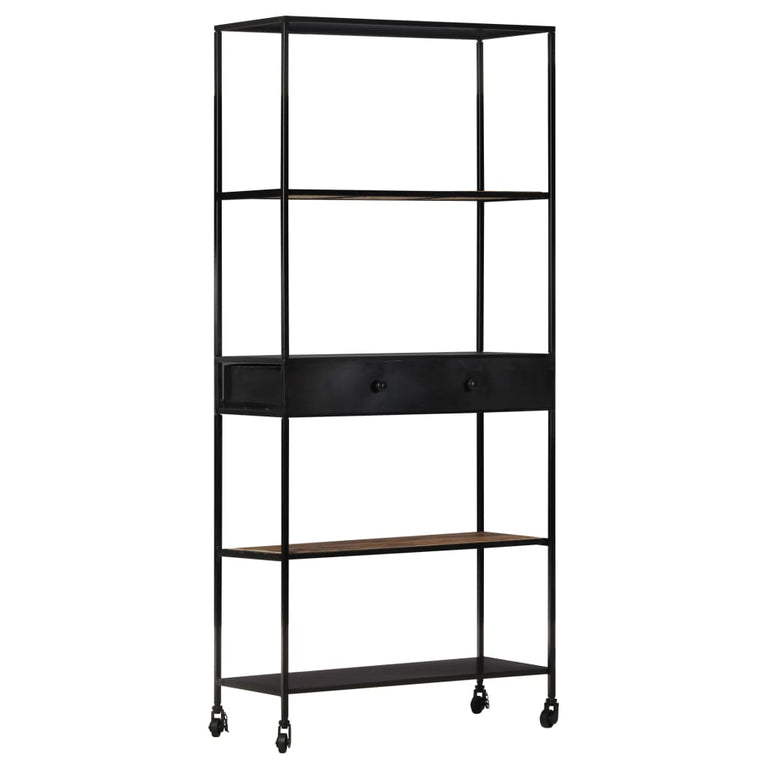 Boekenkast 80x35x180 cm ruw mangohout en ijzer MeubelReus