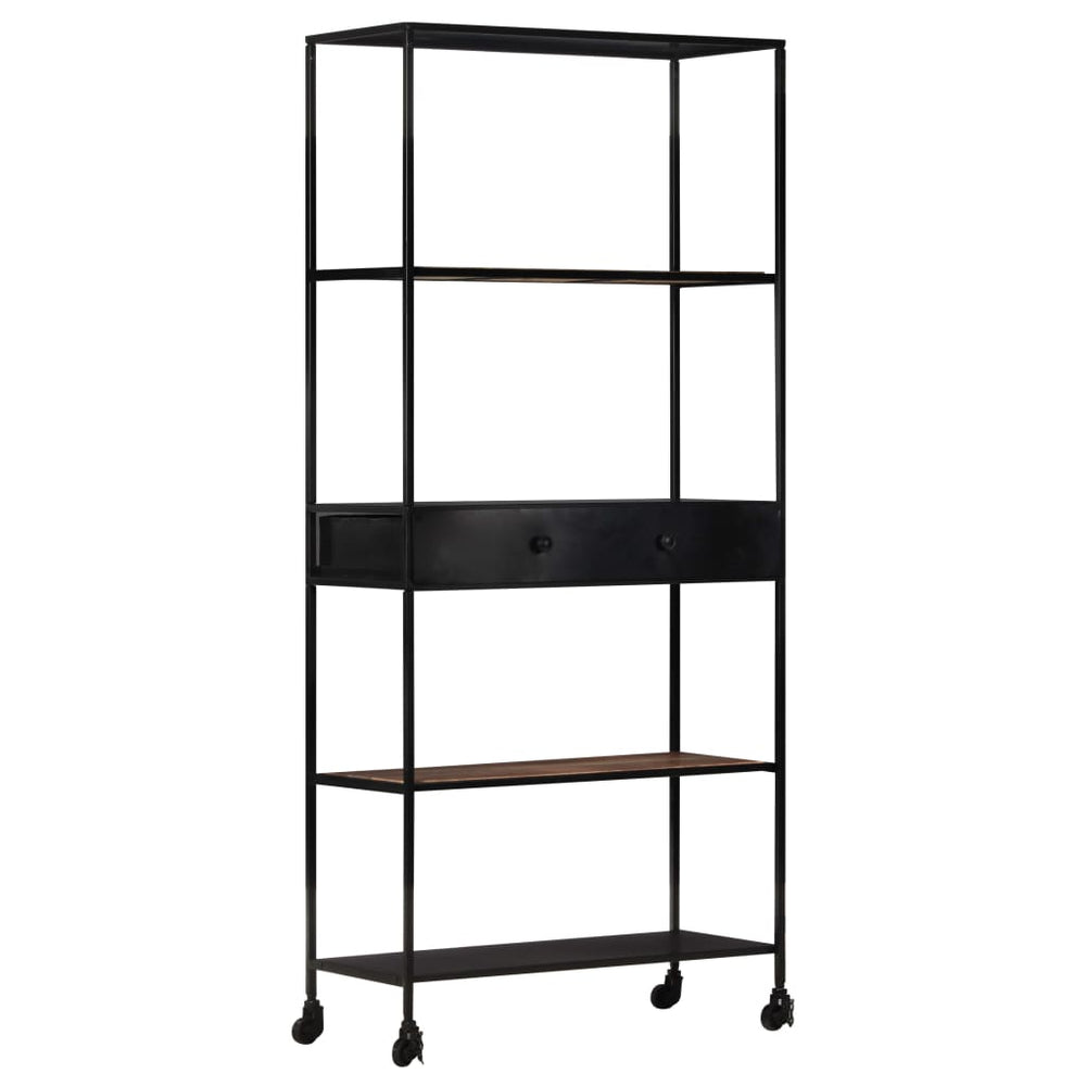 Boekenkast 80x35x180 cm ruw mangohout en ijzer MeubelReus