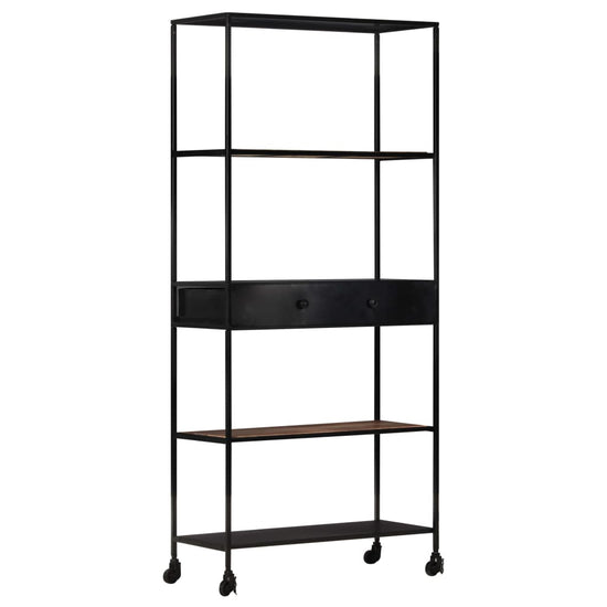 Boekenkast 80x35x180 cm ruw mangohout en ijzer MeubelReus