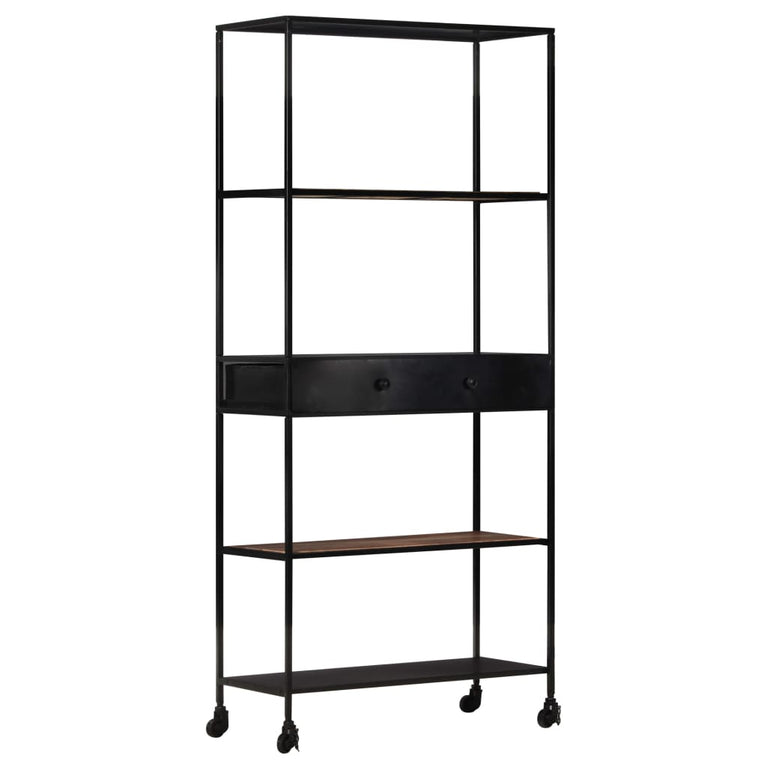 Boekenkast 80x35x180 cm ruw mangohout en ijzer MeubelReus