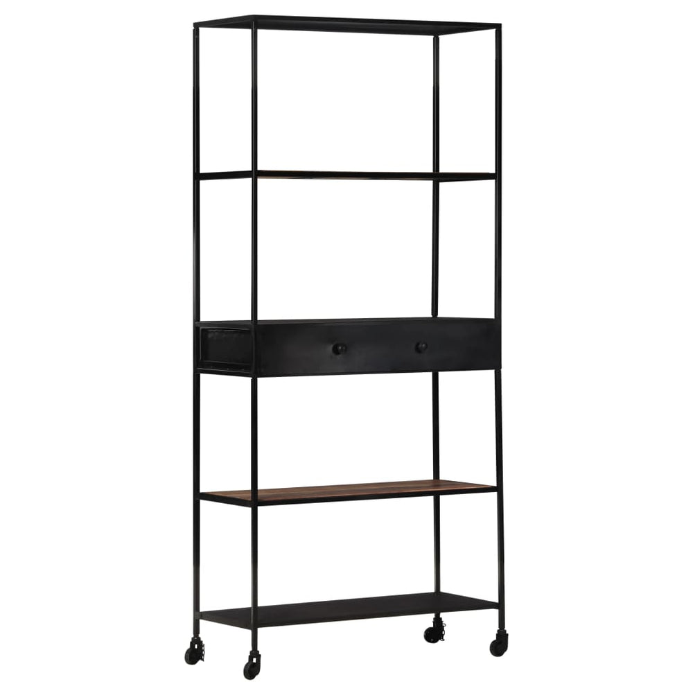 Boekenkast 80x35x180 cm ruw mangohout en ijzer MeubelReus