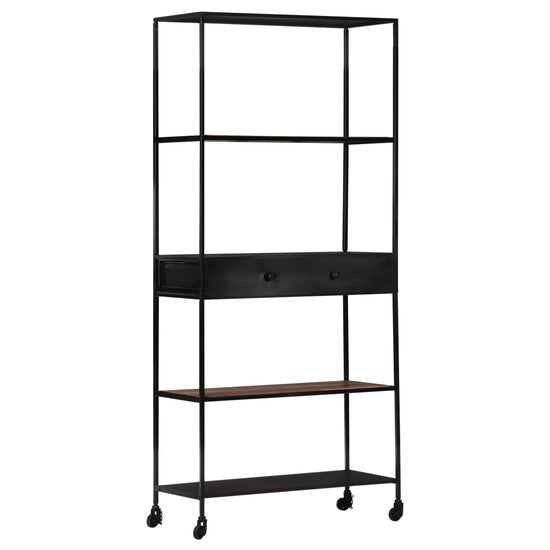 Boekenkast 80x35x180 cm ruw mangohout en ijzer MeubelReus