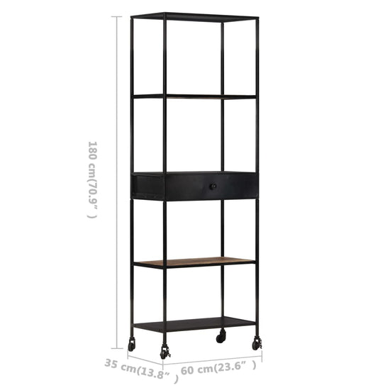 Boekenkast 60x35x180 cm ruw mangohout en ijzer MeubelReus