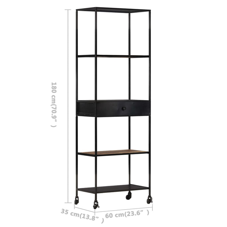 Boekenkast 60x35x180 cm ruw mangohout en ijzer MeubelReus
