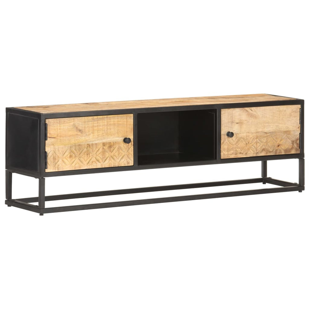 Tv-meubel met bewerkte deur 130x30x40 cm ruw mangohout MeubelReus