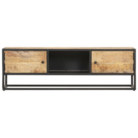 Tv-meubel met bewerkte deur 130x30x40 cm ruw mangohout MeubelReus