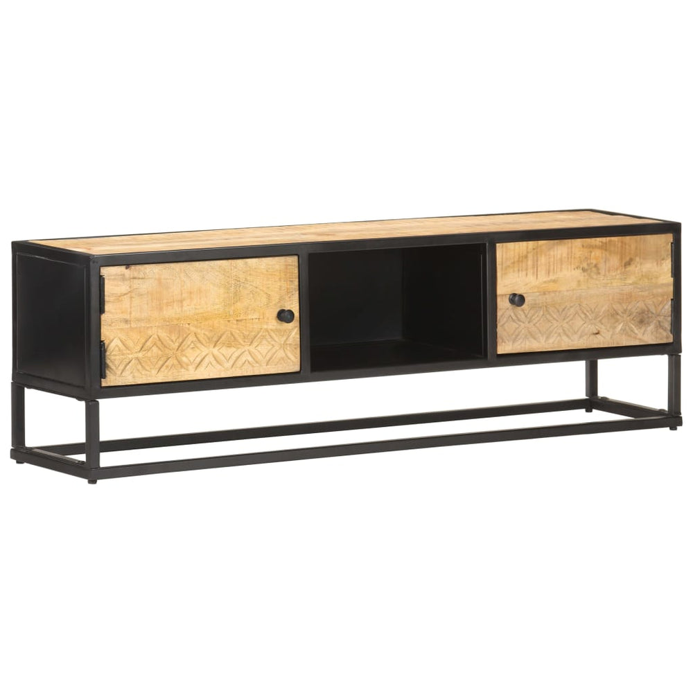 Tv-meubel met bewerkte deur 130x30x40 cm ruw mangohout MeubelReus