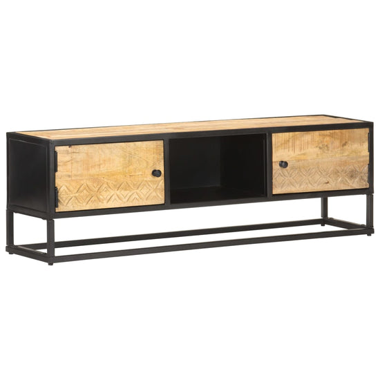Tv-meubel met bewerkte deur 130x30x40 cm ruw mangohout MeubelReus