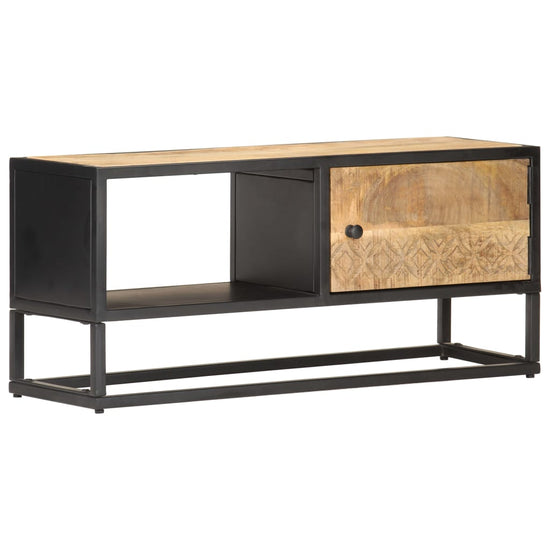 Tv-meubel met bewerkte deur 90x30x40 cm ruw mangohout MeubelReus