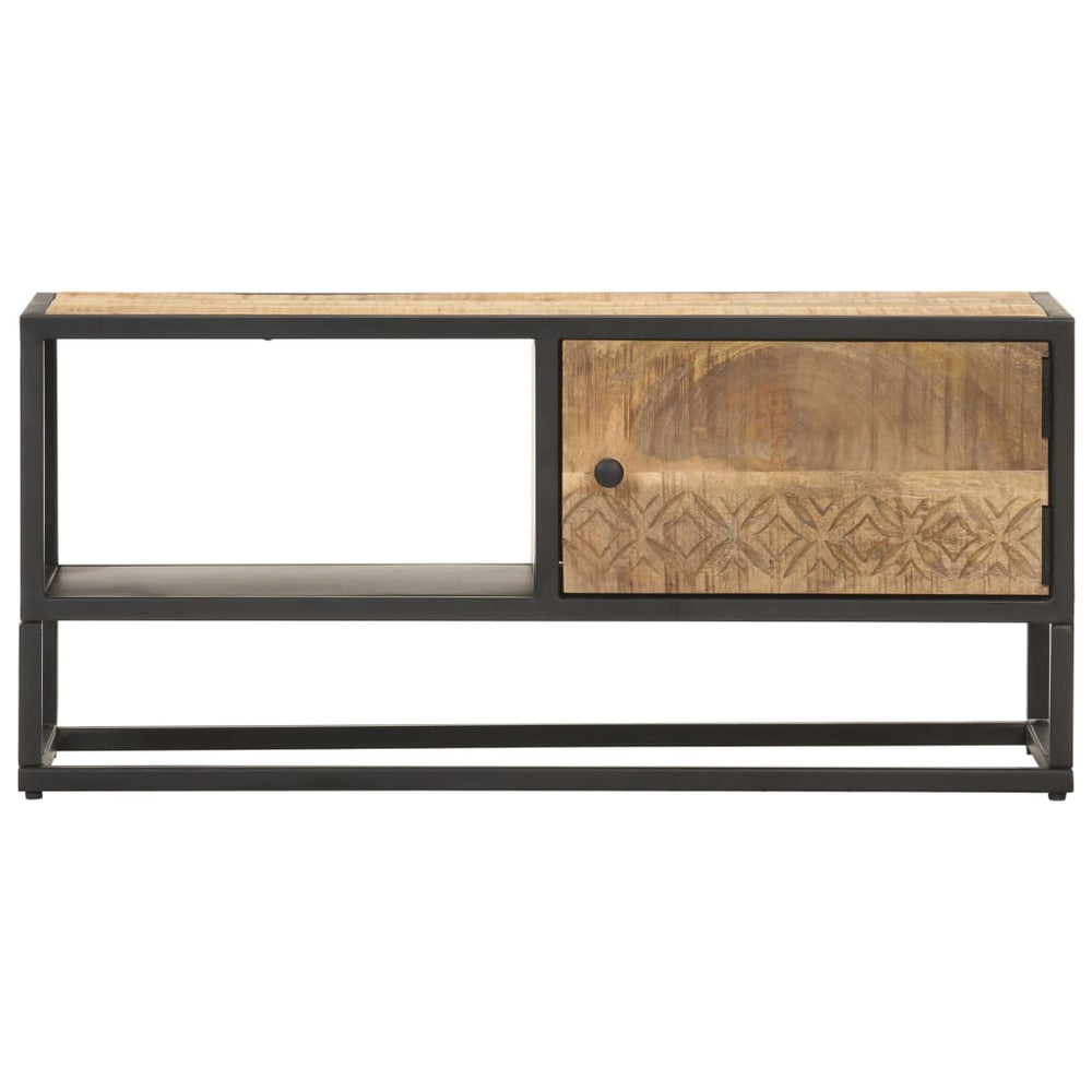 Tv-meubel met bewerkte deur 90x30x40 cm ruw mangohout MeubelReus