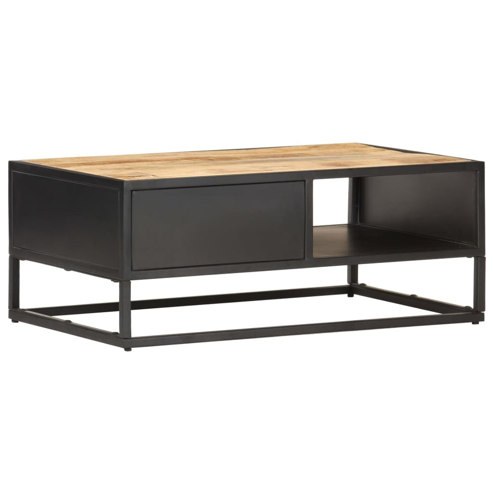 Salontafel met bewerkte deur 90x55x36 cm ruw mangohout MeubelReus