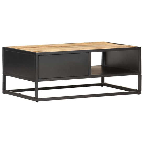 Salontafel met bewerkte deur 90x55x36 cm ruw mangohout MeubelReus
