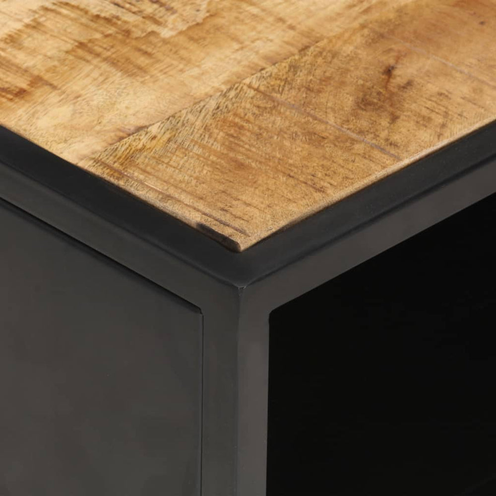 Salontafel met bewerkte deur 90x55x36 cm ruw mangohout MeubelReus