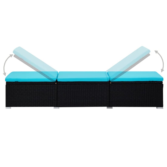 Ligbed met kussen en theetafel poly rattan blauw MeubelReus