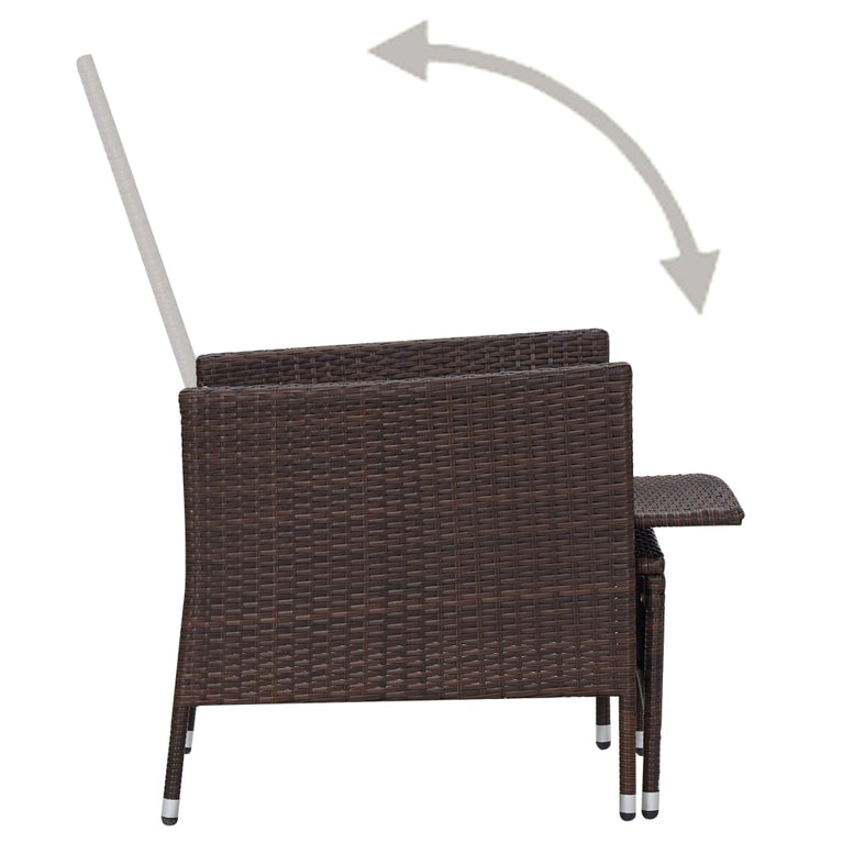 2-delige Loungeset met kussens poly rattan bruin MeubelReus