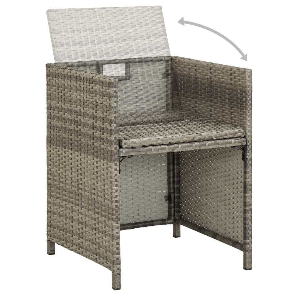 Tuinstoelen 2 st met kussens poly rattan grijs MeubelReus