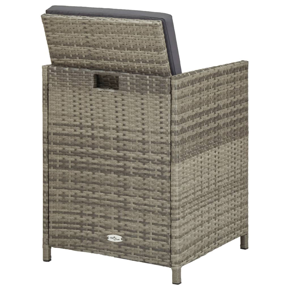 Tuinstoelen 2 st met kussens poly rattan grijs MeubelReus