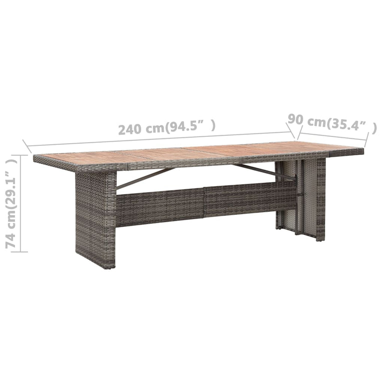 Tuintafel 240x90x74 cm poly rattan en massief acaciahout MeubelReus