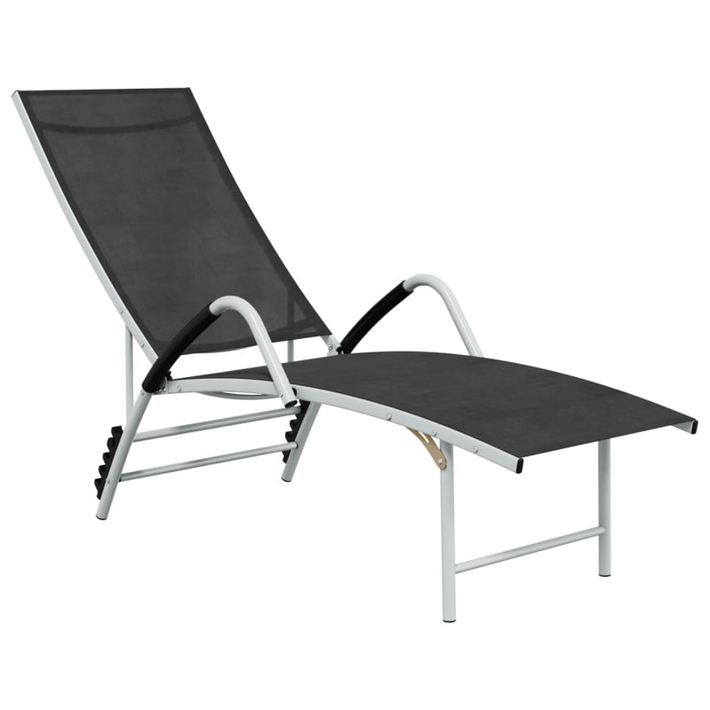 Ligbed textileen en aluminium zwart MeubelReus