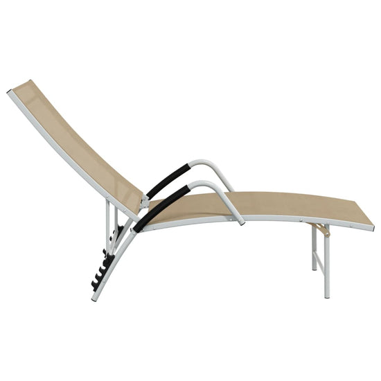 Ligbed textileen en aluminium crèmekleurig MeubelReus