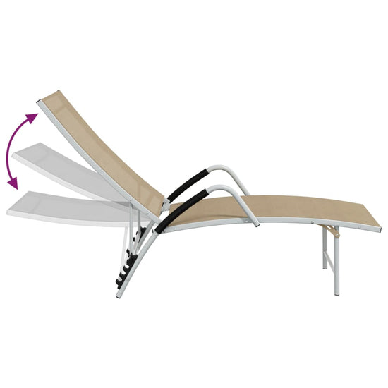 Ligbed textileen en aluminium crèmekleurig MeubelReus