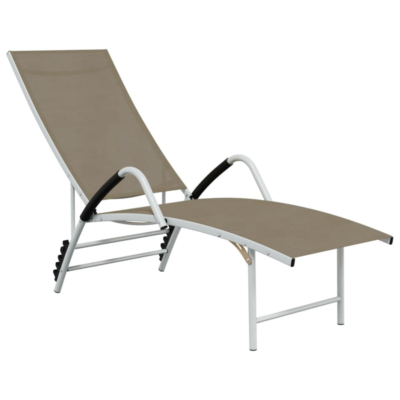 Ligbed textileen en aluminium taupe MeubelReus