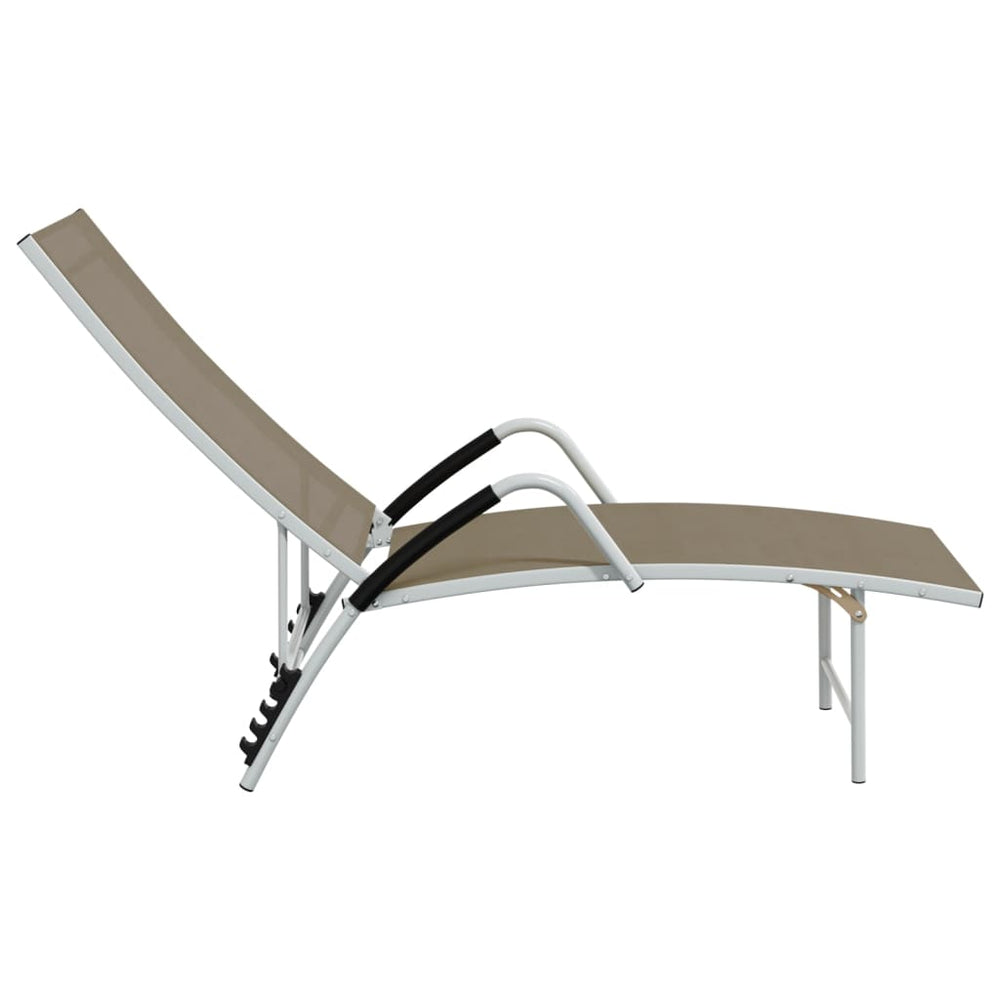 Ligbed textileen en aluminium taupe MeubelReus