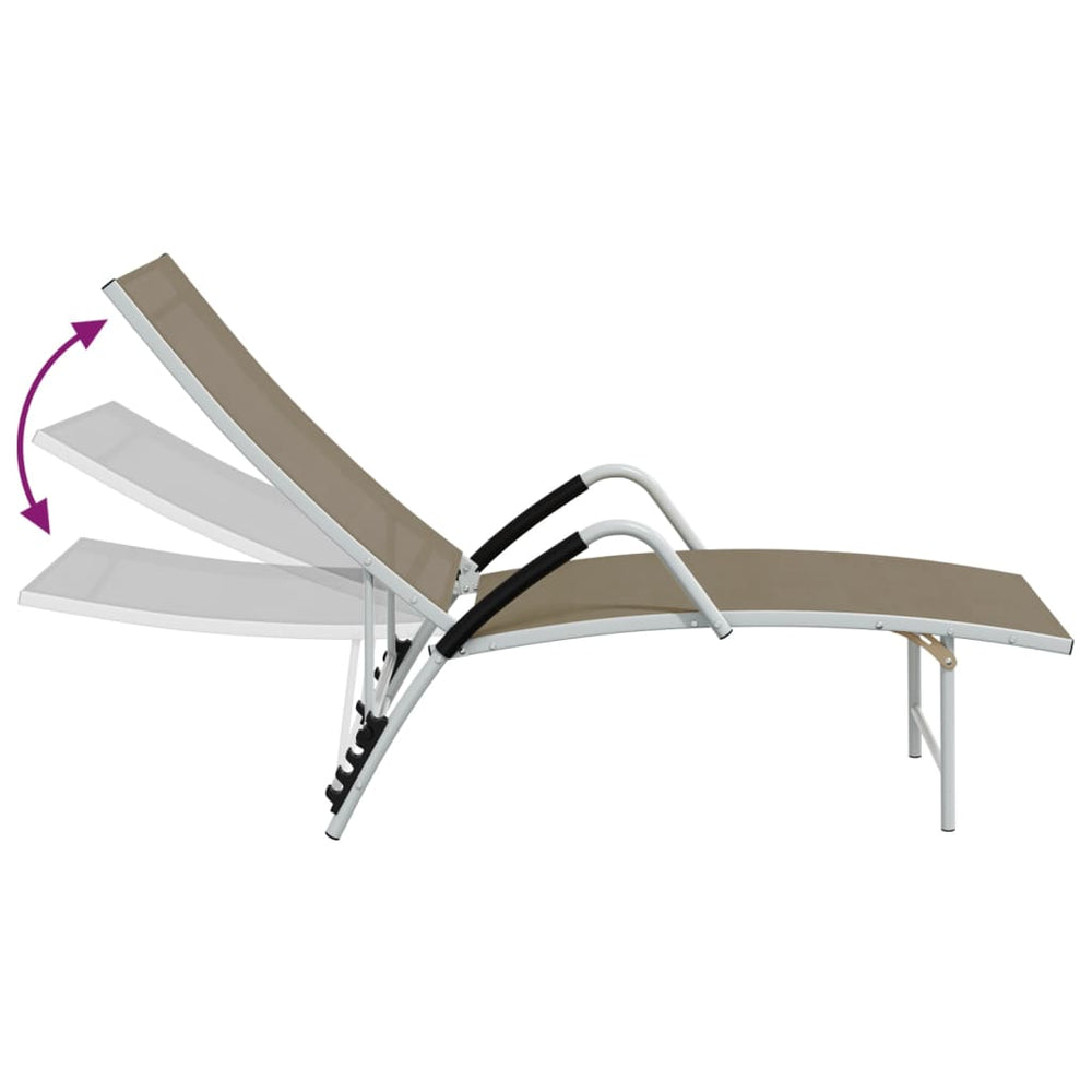 Ligbed textileen en aluminium taupe MeubelReus