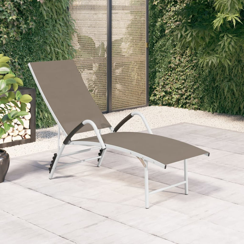 Ligbed textileen en aluminium taupe MeubelReus