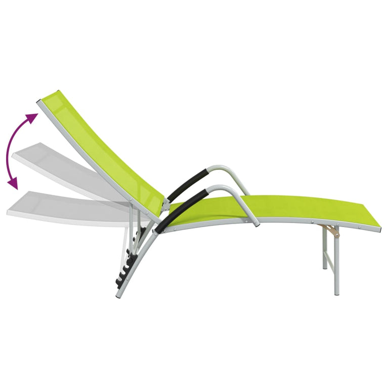 Ligbed textileen en aluminium groen MeubelReus
