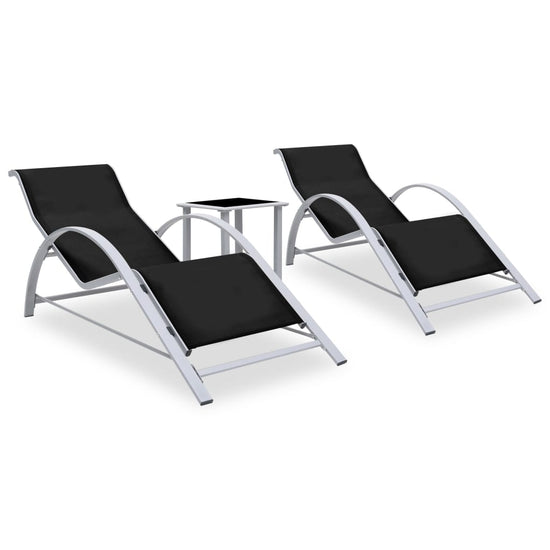 Ligbedden 2 st met tafel aluminium zwart MeubelReus