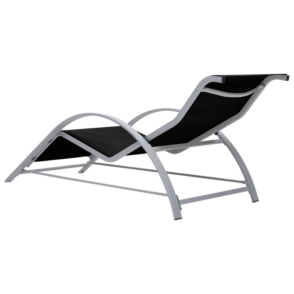 Ligbedden 2 st met tafel aluminium zwart MeubelReus