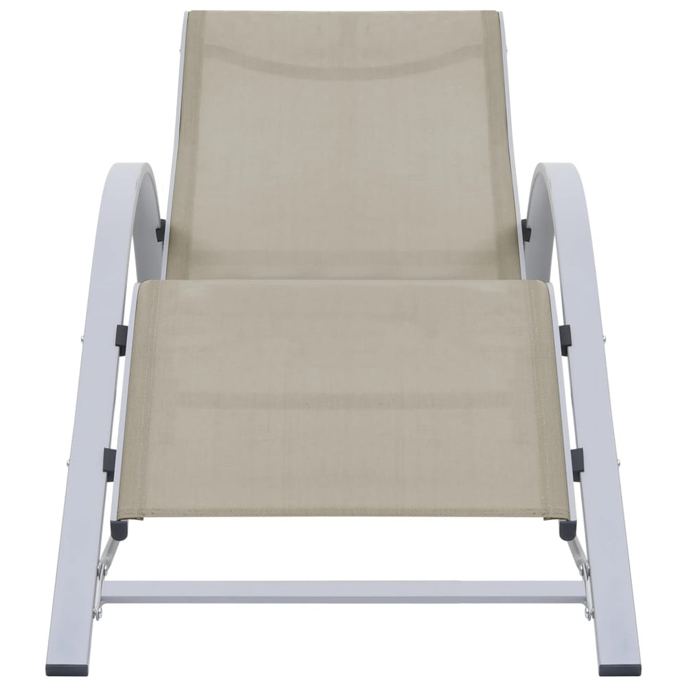 Ligbedden 2 st met tafel aluminium crèmekleurig MeubelReus